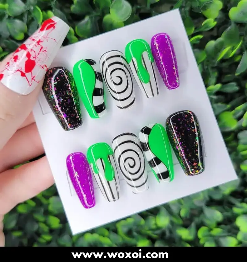 Beetlejuice Nail Design