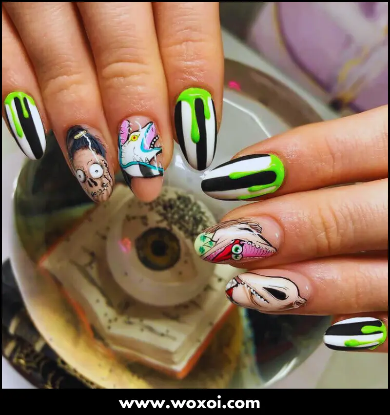 Beetlejuice Nail Design