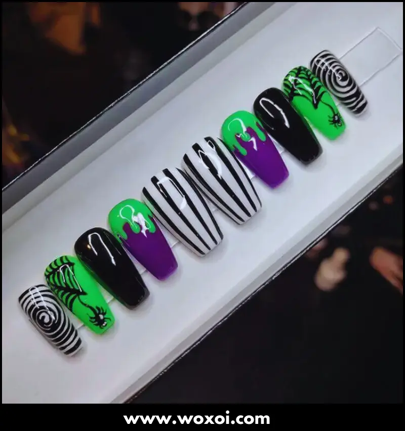 Beetlejuice Nail Design