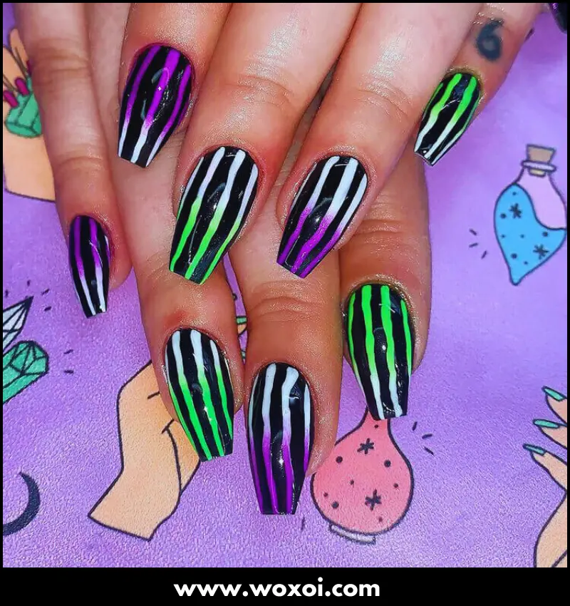 Beetlejuice Nail Design