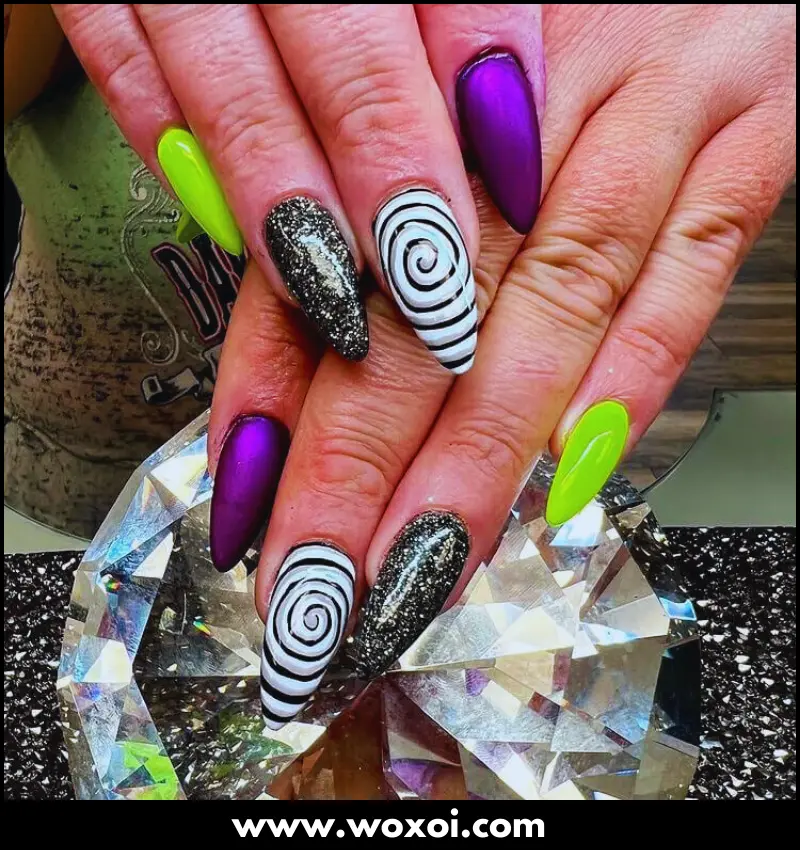 Beetlejuice Nail Design