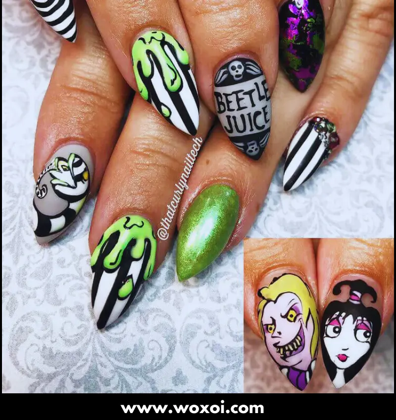 Beetlejuice Nail Design