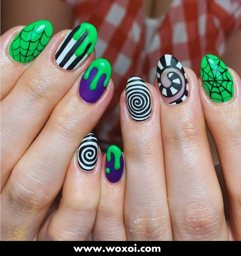 Beetlejuice Nail Design