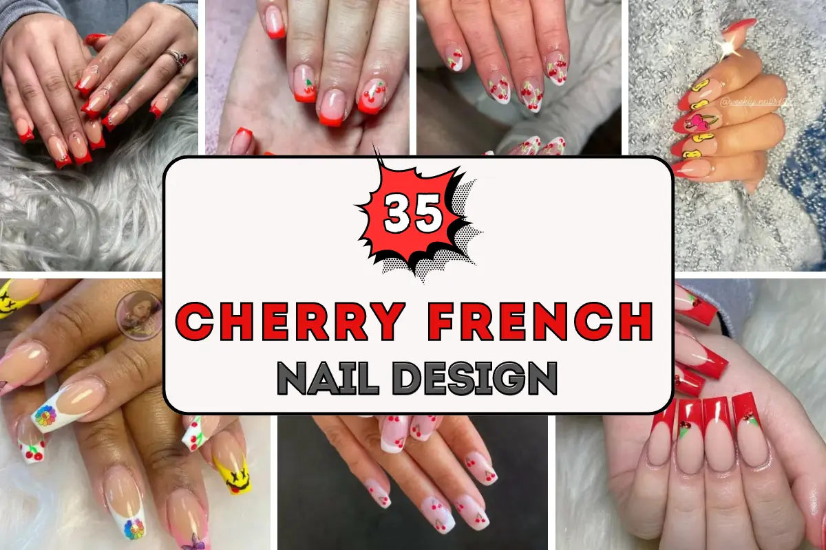 Cherry French Tip Nail